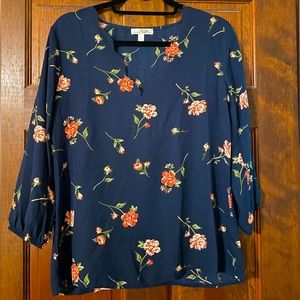 Nine Britton Scallop Neck Floral Blouse